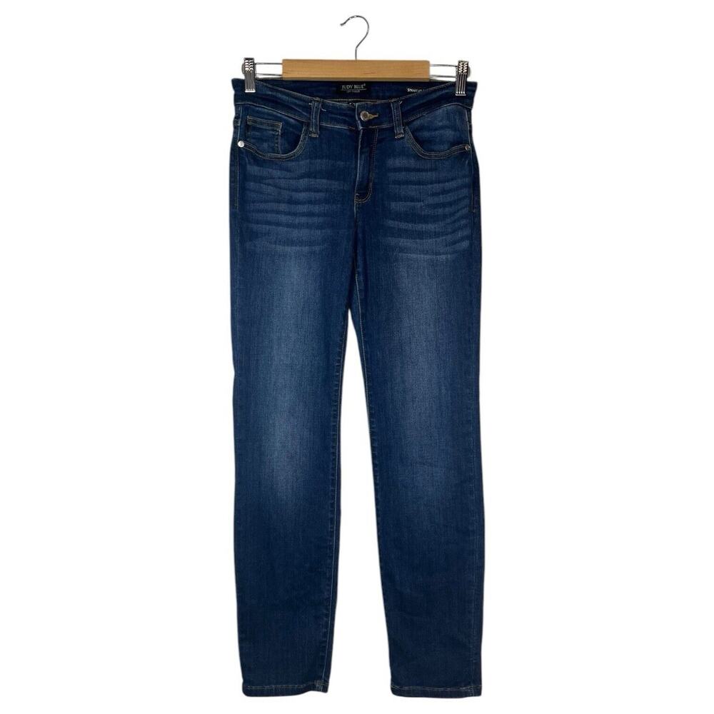 Judy Blue Jeans Womens 5 27 Blue Straight Fit Dark Wash Mid Rise Wiskering JB823